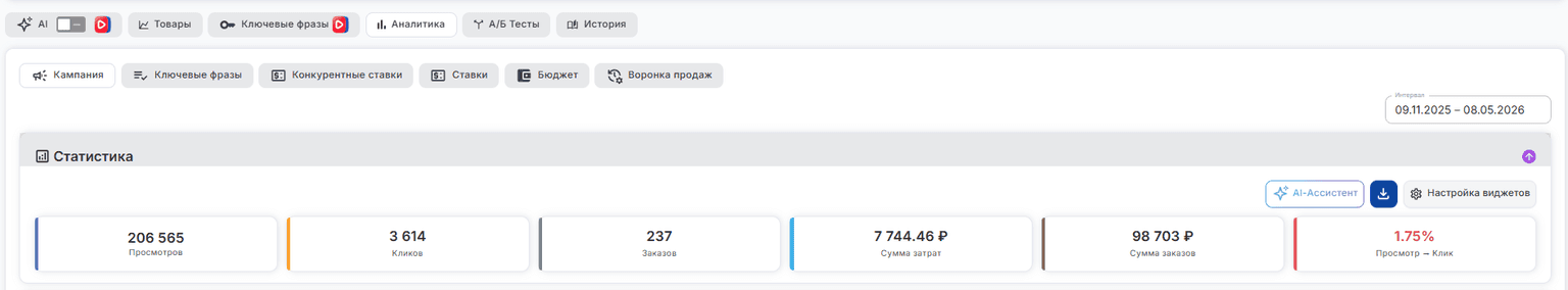 Аналитика Кампания Статистика