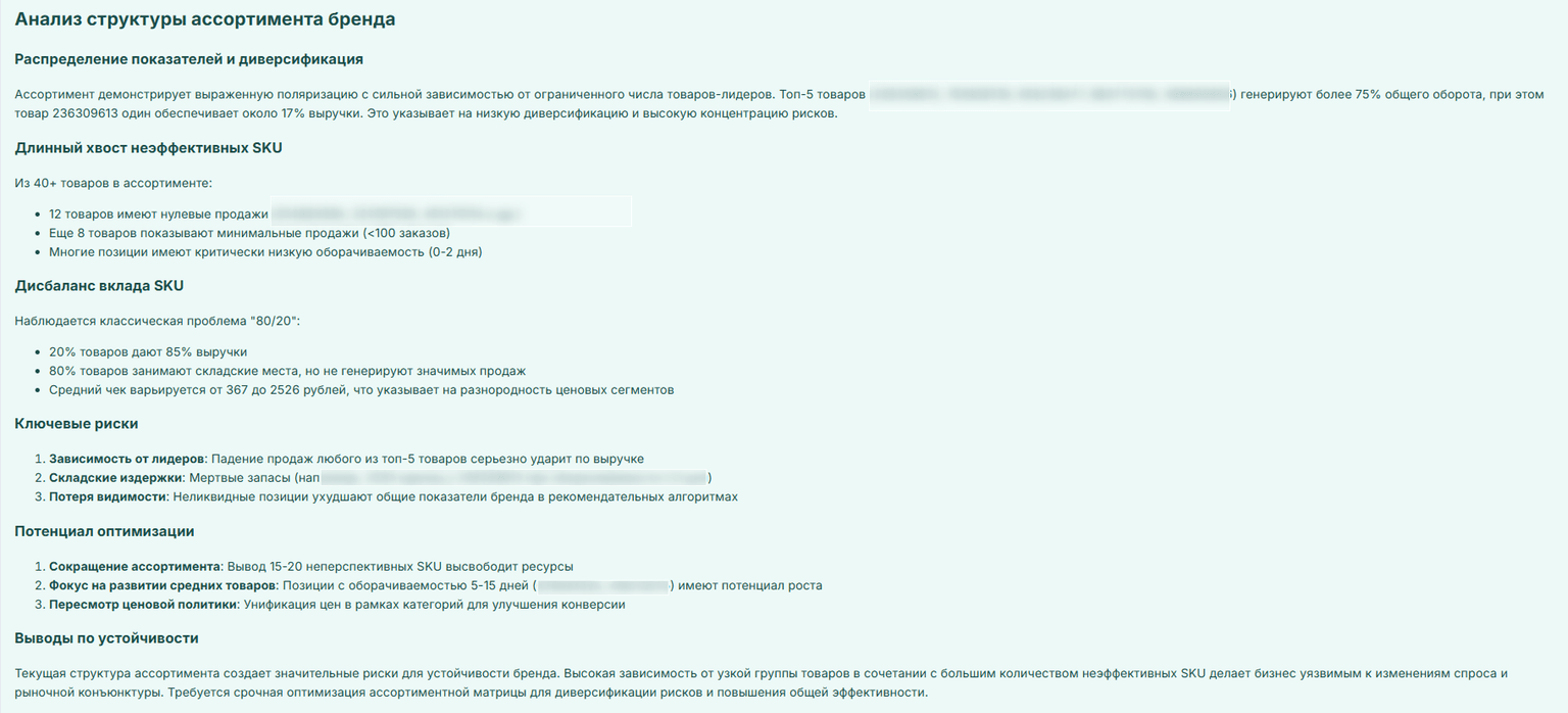 Товар AI сводка